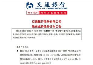 交通银行社保基金减持a股